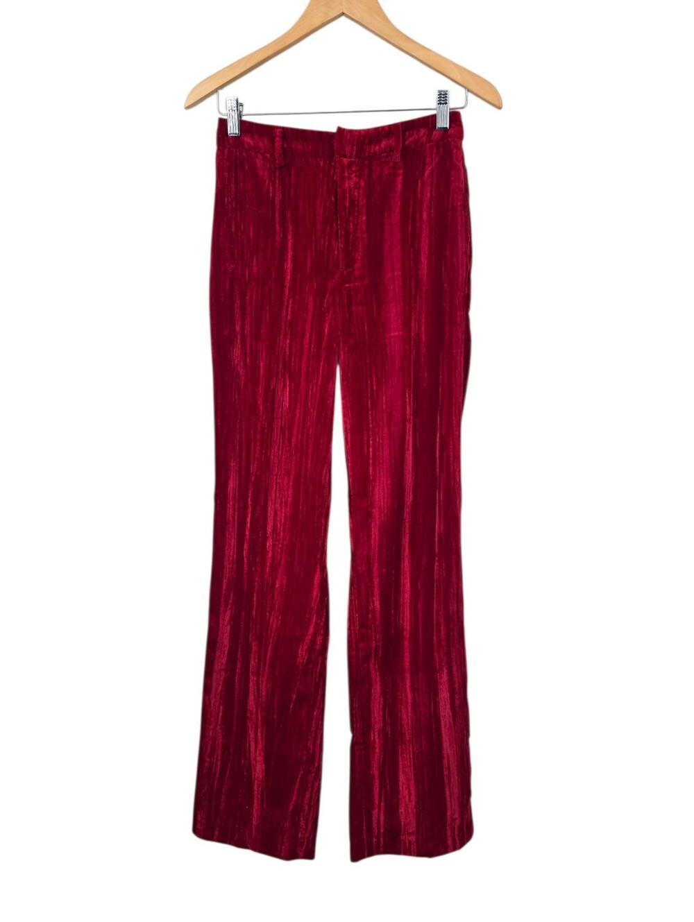 Steve Madden Mercer Pant Chinese Red Crushed Velvet Dress Pants Women's Size